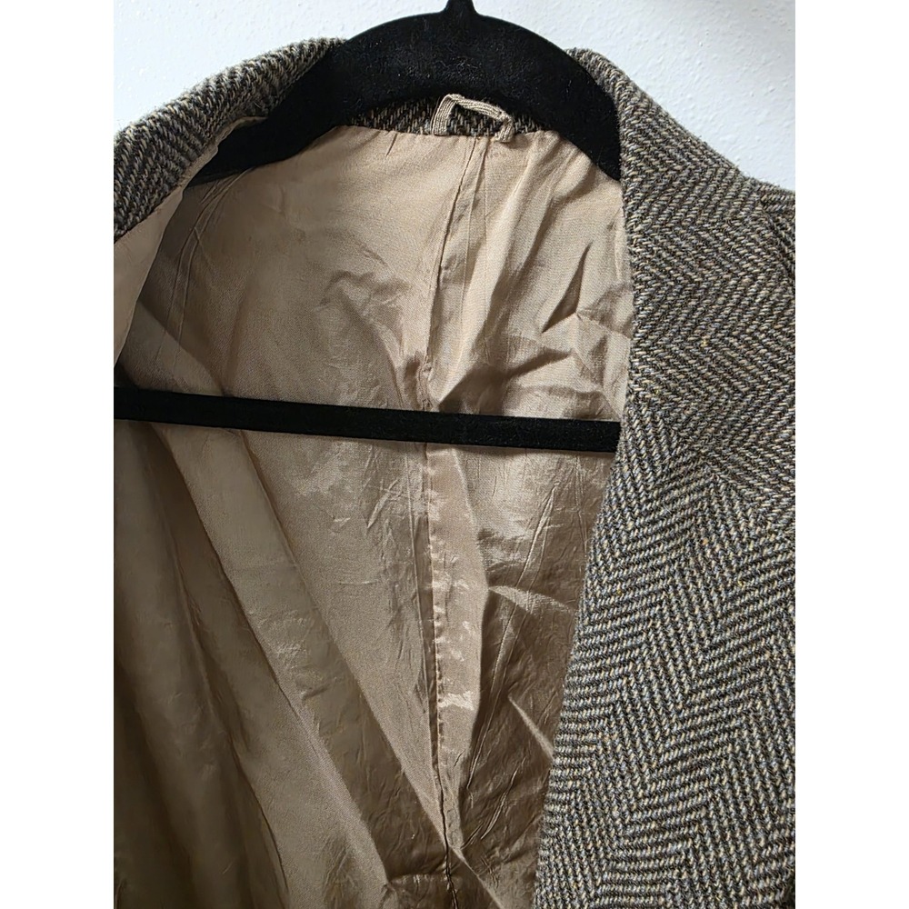 WFF‎ by Farah Men's Tweed Herringbone Blazer Sport Coat Brown 42R Vintage - Picture 7 of 9